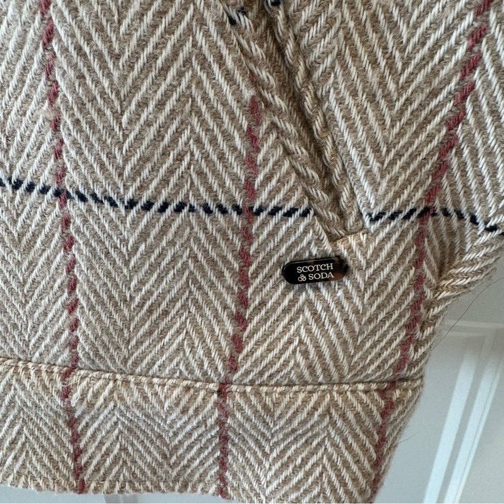 SCOTCH & SODA Women's Beige Checkered Blazer - SIZE XL - Picture 4 of 11